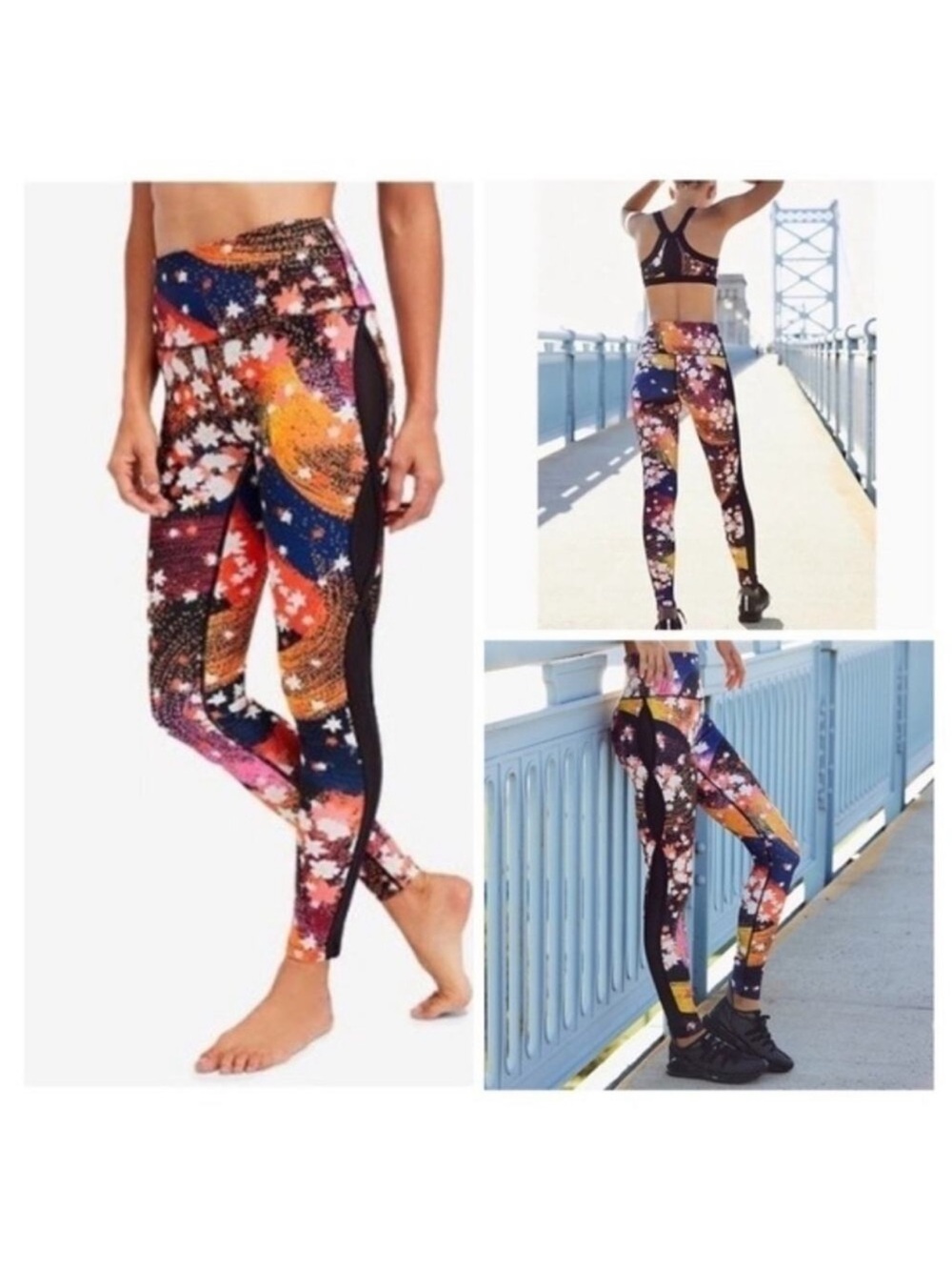 FREE PEOPLE Liza Quick Dry Cosmic Orange Illusion Leggings